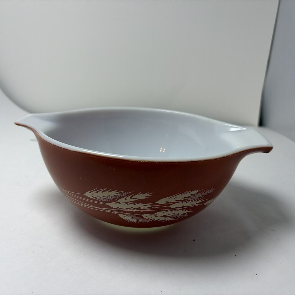 VTG 1980's Pyrex "Autumn Wheat Harvest" Orange 442 Cinderella Nesting Bowl 1.5L